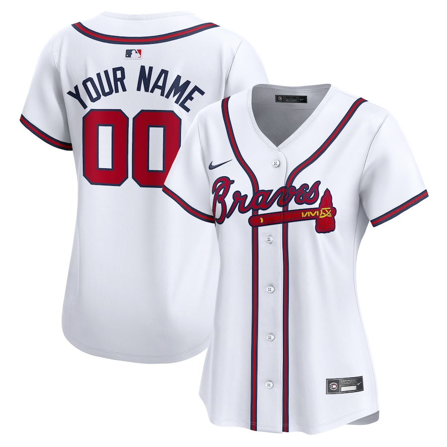 Women's Atlanta Braves Customized White 2024 Home Limited Stitched Baseball Jersey(Run Small) Women's Atlanta Braves Customized White 2024 Home Limited Stitched Baseball Jersey(Run Small)